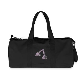 Excavator Silhouette Construction Worker Grunge Design - Recycled Canvas Sports Bag by Stanley/Stella - black - Front