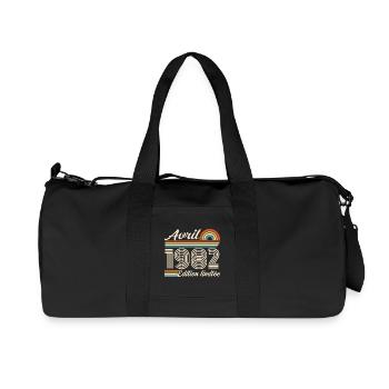 April 1982 Retro Birthday 1982 April 1982 - Recycled Canvas Sports Bag by Stanley/Stella - black - Front