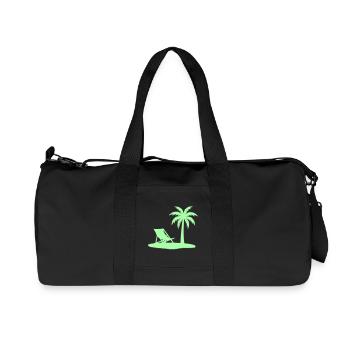 Palm Tree Deck Chair Beach Vector - Recycled Canvas Sports Bag by Stanley/Stella - black - Front