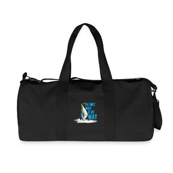 Funny Nihilist Penguin Meme T-shirt Walking Away  - Recycled Canvas Sports Bag by Stanley/Stella - black - Front