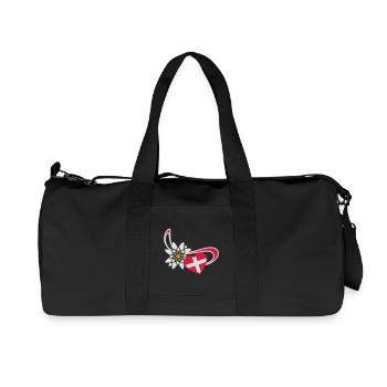 Switzerland flag on heart shape - Recycled Canvas Sports Bag by Stanley/Stella - black - Front