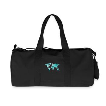 carte du monde - Sac de sport en toile recyclée Stanley/Stella - noir - Devant