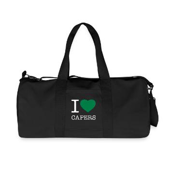 I LOVE CAPERS Kapern - Recycelte Canvas-Sporttasche von Stanley/Stella - Schwarz - Vorne