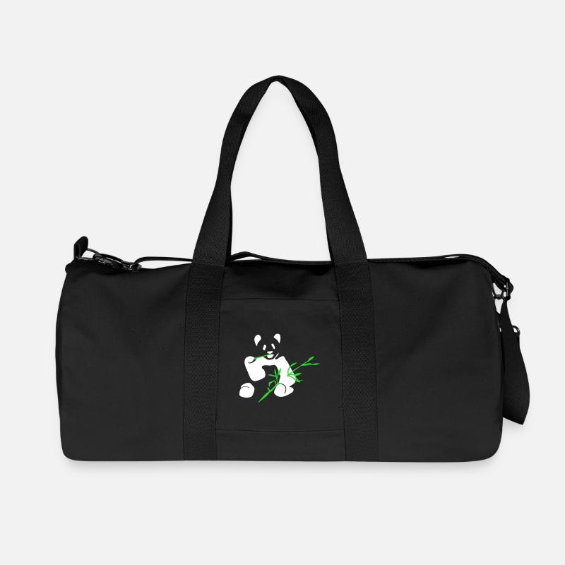 Panda mit Bambus - Recycelte Canvas-Sporttasche von Stanley/Stella - Schwarz