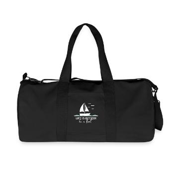 La vie est meilleure sur un bateau à voile dans un port de yacht - Sac de sport en toile recyclée Stanley/Stella - noir - Devant