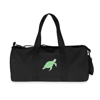 Green Sea Turtle Ocean Illustration - Recycled Canvas Sports Bag by Stanley/Stella - black - Front