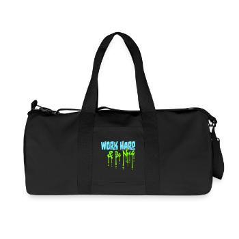 Work Hard Be Nice Motivation Positive Spirit Quote - Recycled Canvas Sports Bag by Stanley/Stella - black - Front