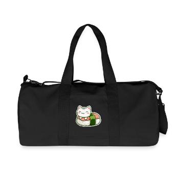 Kawaii Sushi Cat on Roll - Recycled Canvas Sports Bag by Stanley/Stella - black - Front