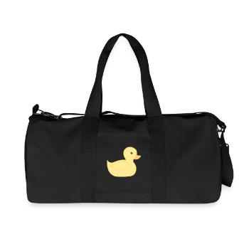 Gelbe Gummiente Cartoon Stil - Recycelte Canvas-Sporttasche von Stanley/Stella - Schwarz - Vorne