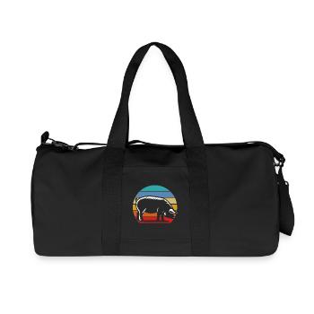 Silhouette rétro de cochon Coucher de soleil vintage - Sac de sport en toile recyclée Stanley/Stella - noir - Devant