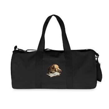 Hund liest Buch Labrador Retriever - Recycelte Canvas-Sporttasche von Stanley/Stella - Schwarz - Vorne