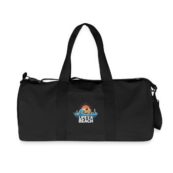 Life's A Beach Sonnenuntergang Wellen - Recycelte Canvas-Sporttasche von Stanley/Stella - Schwarz - Vorne