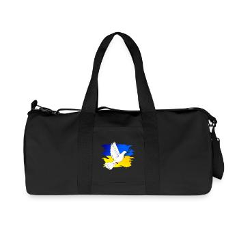 Drapeau de l’Ukraine aux couleurs nationales et colombe de la paix - Sac de sport en toile recyclée Stanley/Stella - noir - Devant