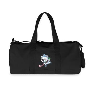 Polar Bear in Ice Hockey - Cool and Sporty - Recycled Canvas Sports Bag by Stanley/Stella - black - Front