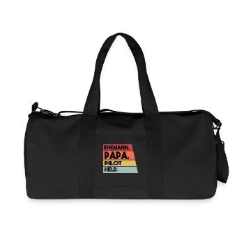 Ehemann Papa Pilot Held - Recycelte Canvas-Sporttasche von Stanley/Stella - Schwarz - Vorne