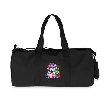 Licorne Popcorn Carnaval, Costume Arc-en-ciel - Sac de sport en toile recyclée Stanley/Stella - noir - Devant
