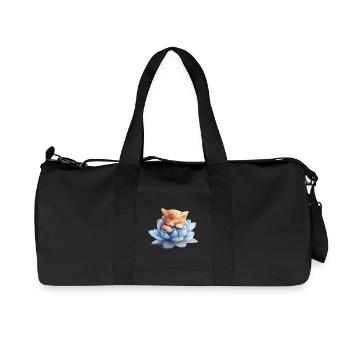 Kitten resting on blue succulents - Recycled Canvas Sports Bag by Stanley/Stella - black - Front