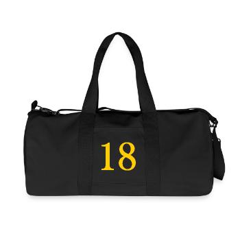 18. 18 YEARS OLD. 18th ANNIVERSARY. 18 BIRTHDAY. - Recycled Canvas Sports Bag by Stanley/Stella - black - Front