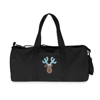 lustiger Elch, Elchskopf, Elchkopf, Geweih türkis - Recycelte Canvas-Sporttasche von Stanley/Stella - Schwarz - Vorne
