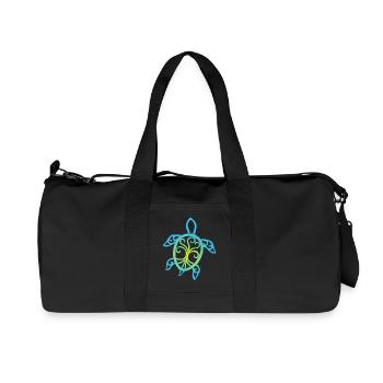 Blue and yellow sea turtle symbol - Recycled Canvas Sports Bag by Stanley/Stella - black - Front