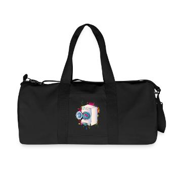 Machine à laver dans le style graffiti avec un linge de couleur - Sac de sport en toile recyclée Stanley/Stella - noir - Devant