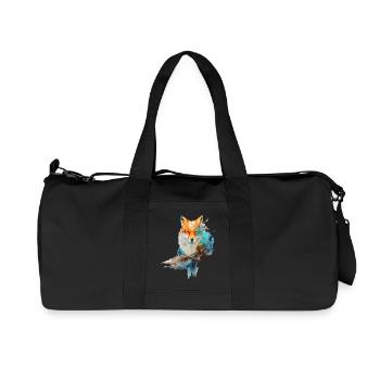 Fuchs Design aus Wasserfarben - Recycelte Canvas-Sporttasche von Stanley/Stella - Schwarz - Vorne