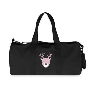 Rudolph Antlers Heart Nose Scandinavian Kids Cool - Recycled Canvas Sports Bag by Stanley/Stella - black - Front