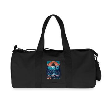 VTT coucher de soleil aventure design - Sac de sport en toile recyclée Stanley/Stella - noir - Devant