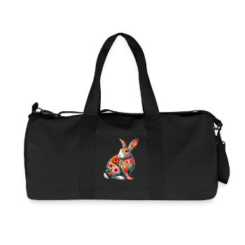 Rabbit decorated with flowers - Recycled Canvas Sports Bag by Stanley/Stella - black - Front
