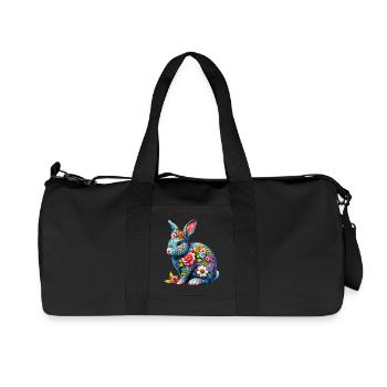 Rabbit decorated with flowers - Recycled Canvas Sports Bag by Stanley/Stella - black - Front