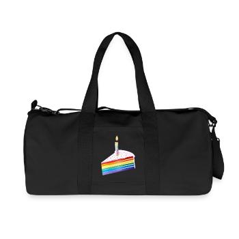 Piece of rainbow cake with birthday candle - Recycled Canvas Sports Bag by Stanley/Stella - black - Front