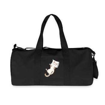 Relaxed Cat with Pillow-Cozy Animal Design - Recycled Canvas Sports Bag by Stanley/Stella - black - Front