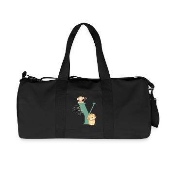 Lettre y vert animaux jungle - Sac de sport en toile recyclée Stanley/Stella - noir - Devant