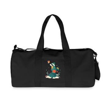 Raccoon & Butterfly Cute Woodland Animal Motif - Recycled Canvas Sports Bag by Stanley/Stella - black - Front