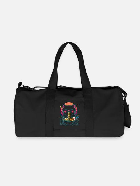 Kawaii Ramen Katze - Recycelte Canvas-Sporttasche von Stanley/Stella - Schwarz