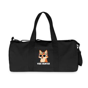 Vibe Hunter Fox with Floral Wreath - Recycled Canvas Sports Bag by Stanley/Stella - black - Front