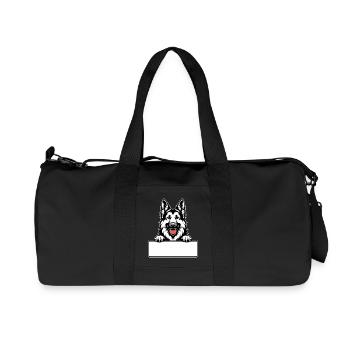 German Shepherd with Name Tag - Recycled Canvas Sports Bag by Stanley/Stella - black - Front