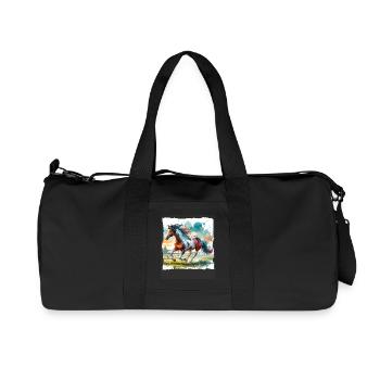 Cheval de peinture Cheval Cadeau - Sac de sport en toile recyclée Stanley/Stella - noir - Devant