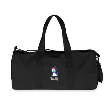 Shop Cute Dont Stop Believing Unicorn Design - Recycelte Canvas-Sporttasche von Stanley/Stella - Schwarz - Vorne