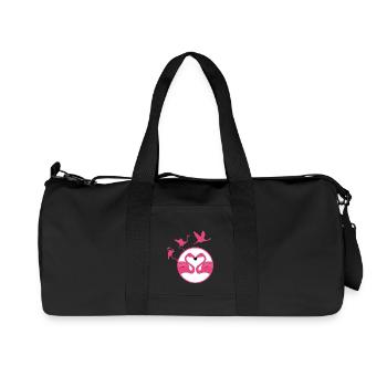 Rosa Flamingos Herz - Recycelte Canvas-Sporttasche von Stanley/Stella - Schwarz - Vorne