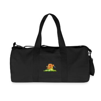 Cute bear cartoon butterflies gift idea - Recycled Canvas Sports Bag by Stanley/Stella - black - Front