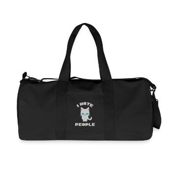 Ich hasse Menschen Katze Fun Shirt Hoodie Geschenk - Recycelte Canvas-Sporttasche von Stanley/Stella - Schwarz - Vorne