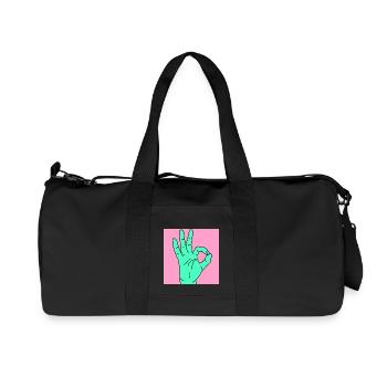 okay rosa - Recycelte Canvas-Sporttasche von Stanley/Stella - Schwarz - Vorne