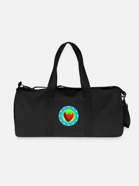Erdbeere und Herzen - Recycelte Canvas-Sporttasche von Stanley/Stella - Schwarz
