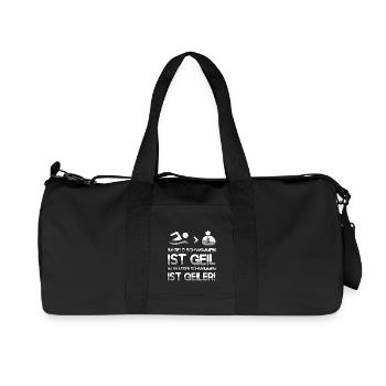 IM GELD SCHWIMMEN IST GEIL IM WASSER SCHWIMMEN IST - Recycelte Canvas-Sporttasche von Stanley/Stella - Schwarz - Vorne