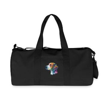 Motif de chien Beagle - Sac de sport en toile recyclée Stanley/Stella - noir - Devant