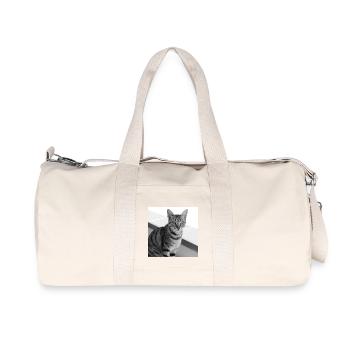 Katze Hintergrund Porträt weiß-schwarz - Recycelte Canvas-Sporttasche von Stanley/Stella - Naturweiß - Vorne