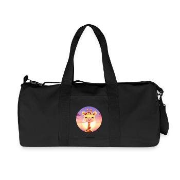 Cute sleeping giraffe in sunset - Recycled Canvas Sports Bag by Stanley/Stella - black - Front