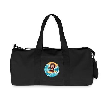 Surfender Schimpanse, Sportliches Tierdesign - Recycelte Canvas-Sporttasche von Stanley/Stella - Schwarz - Vorne