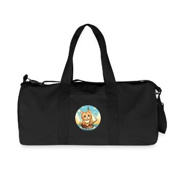 Sailing cat on sailboat, sunset tie - Recycled Canvas Sports Bag by Stanley/Stella - black - Front